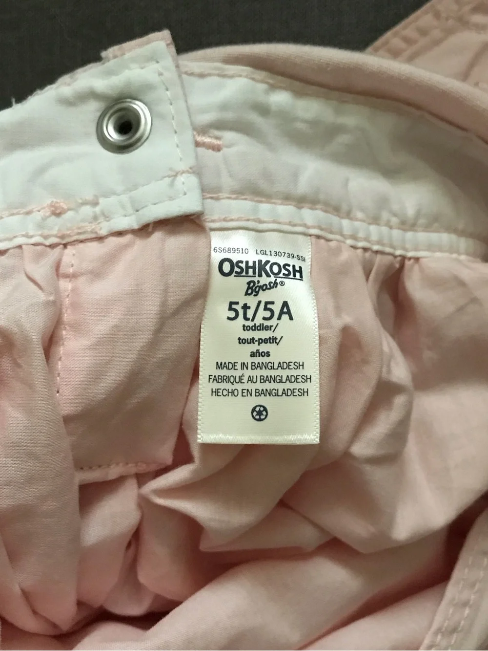 OshKosh B'gosh Light Pink Girls' Overalls Style Dress